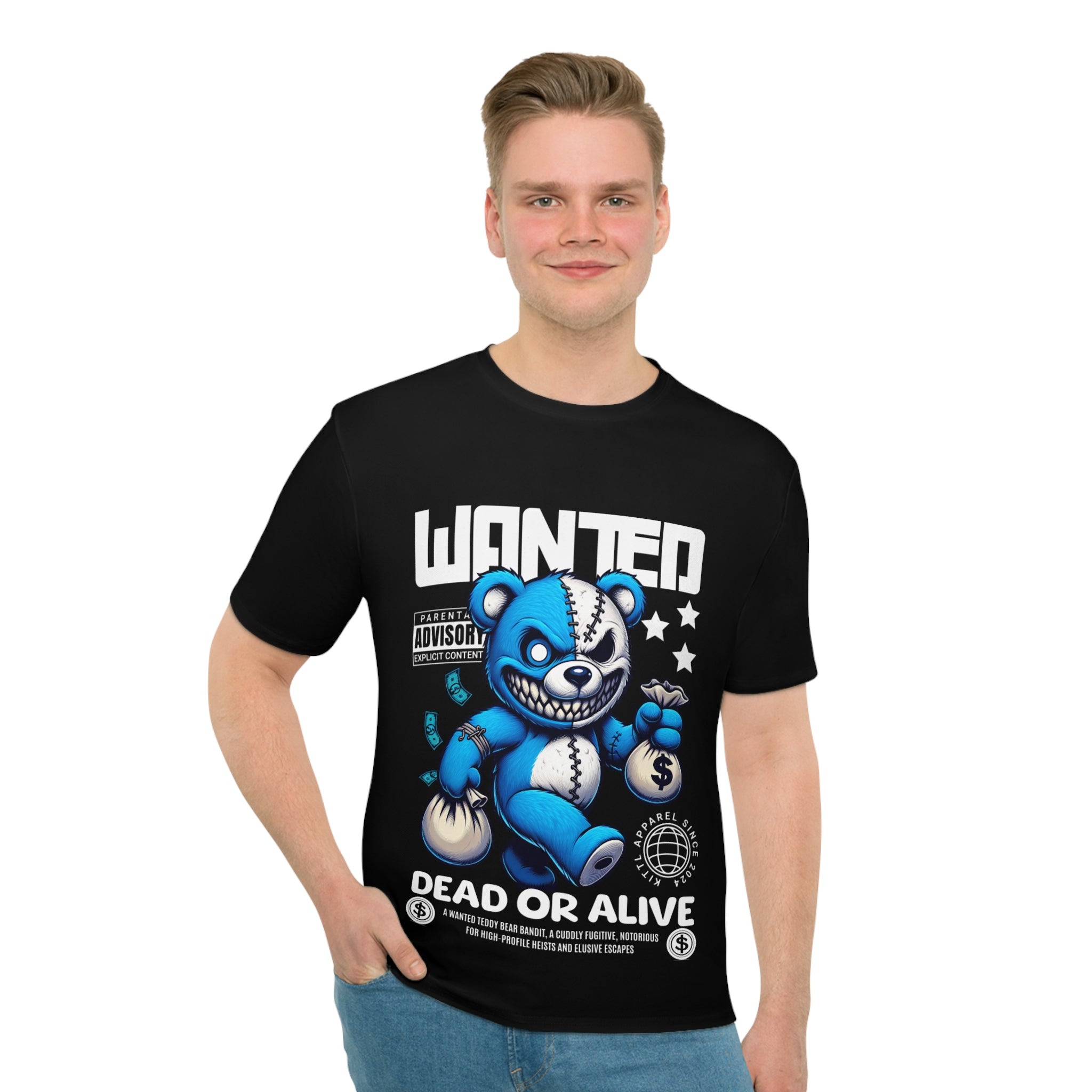 Black Wanted Dead or Alive Teddy Graphic T-Shirt