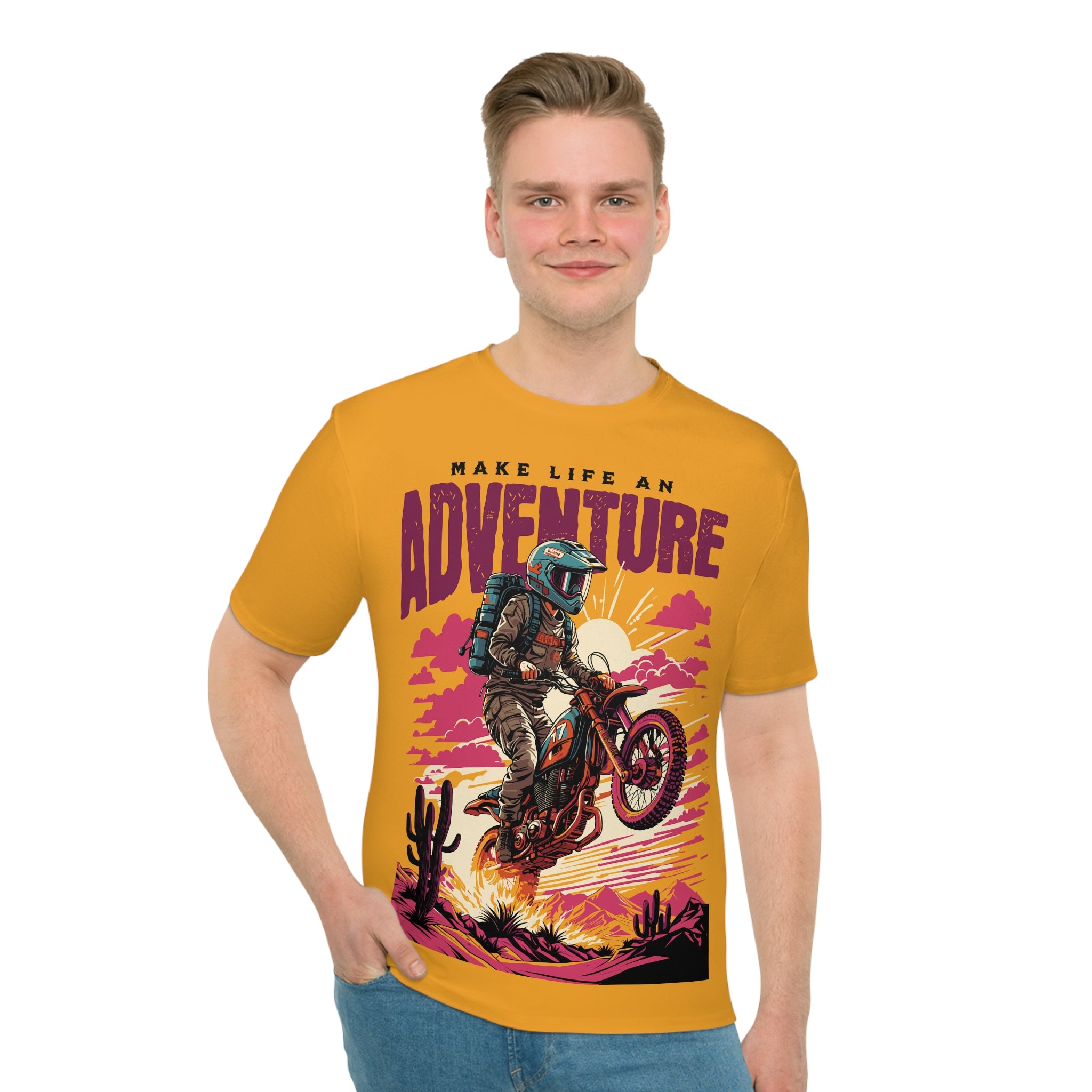 Sea Buckthorn , Adventure Motorcycle T‑Shirt , "Make Life an Adventure" Graphic Tee