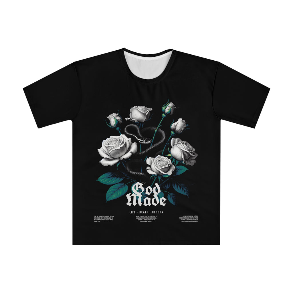 Black God Made Black Floral Tee Gothic White Roses Graphic T-Shirt