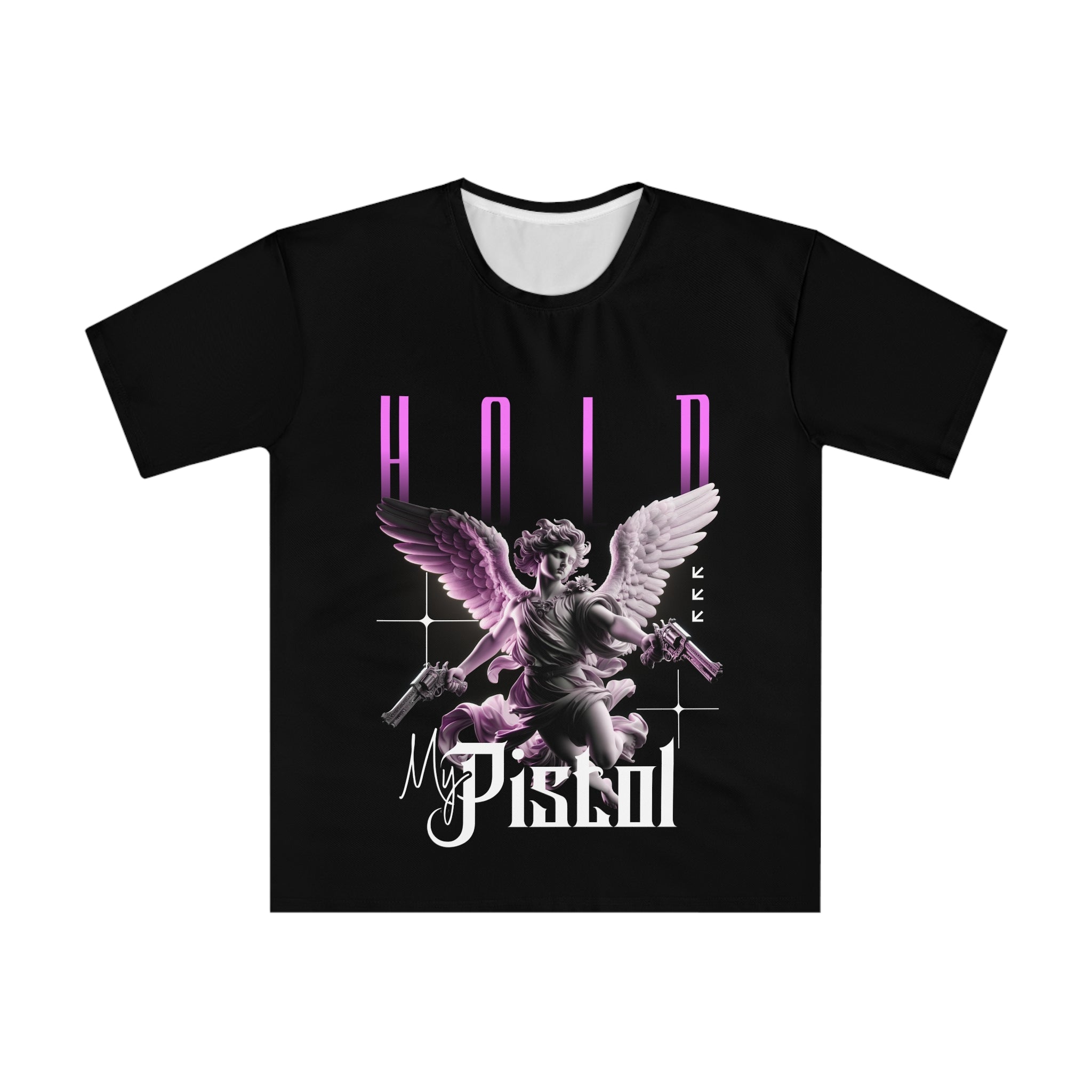 Black , Hold My Pistol T-Shirt , Angel Gun Graphic Tee