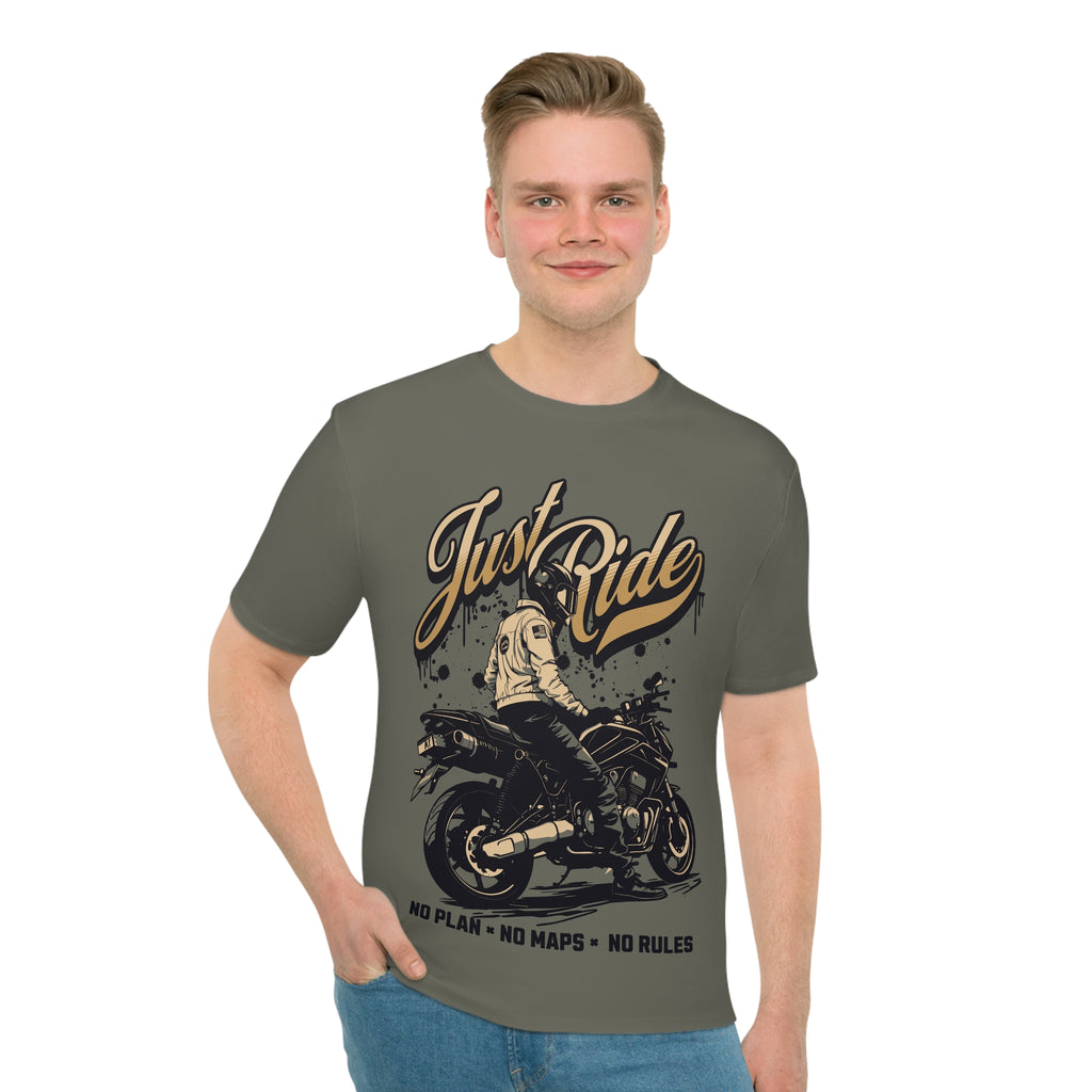 Love Grey , Just Ride Motorcycle T-Shirt , Vintage Biker Tee (No Plan • No Maps • No Rules)