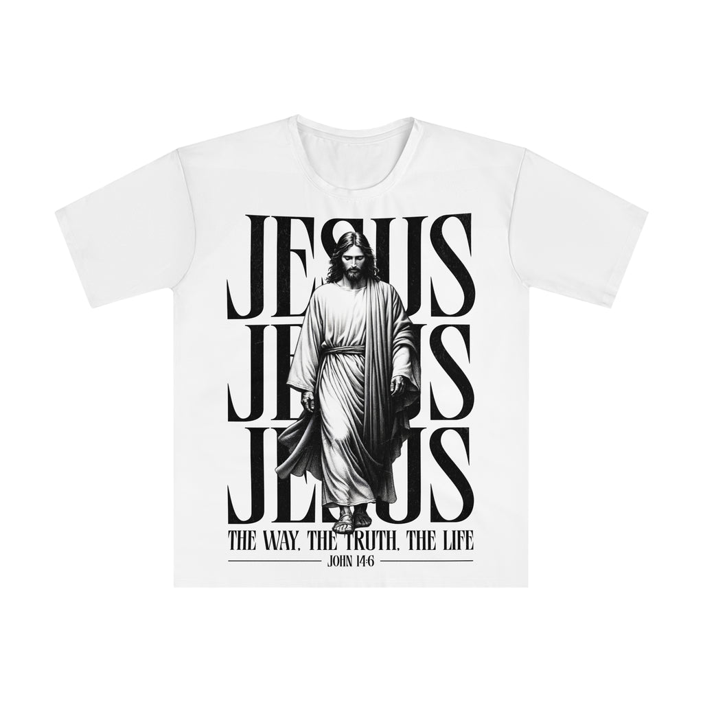 White Jesus Graphic T-Shirt 'Jesus: The Way, The Truth, The Life' Religious Tee