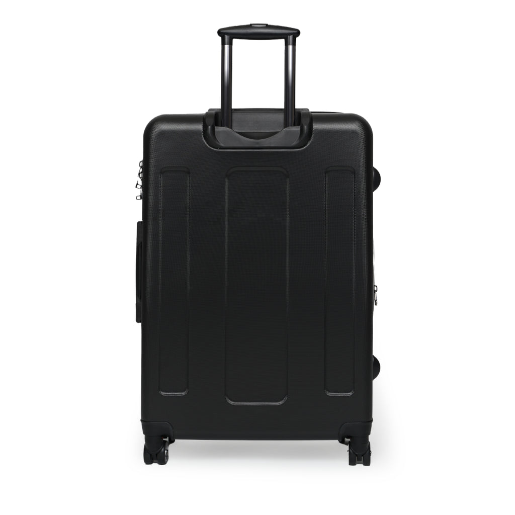 Rolling Suitcase — Gothic White Roses “God Made” Carry-On Luggage