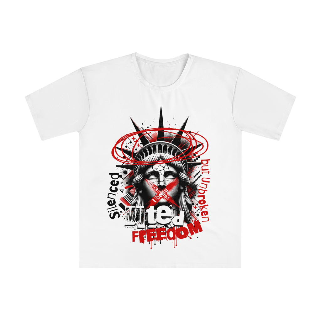 White , Freedom Graphic T-Shirt — "Muted Freedom" Statue of Liberty Protest Tee