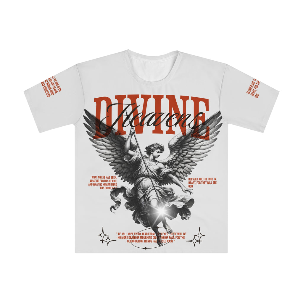 Christmas White , Divine Warrior Graphic T-Shirt Angel Wings Vintage Tattoo Design